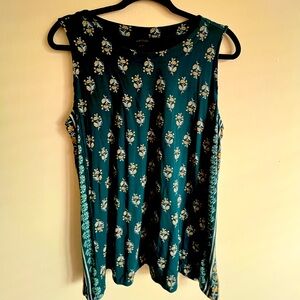 JJILL Cotton Teal Floral Tank